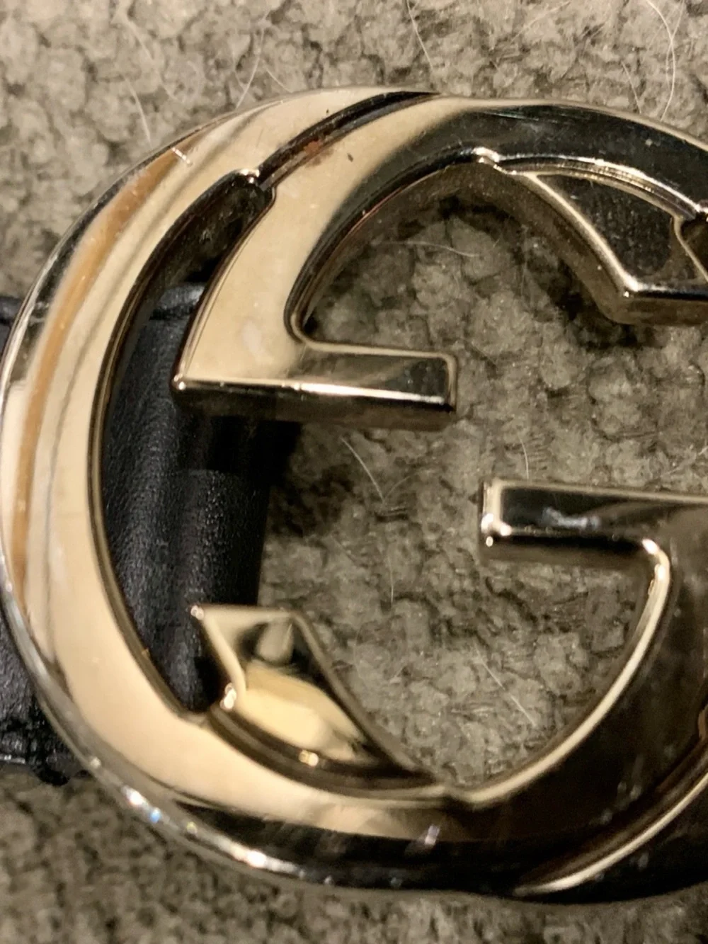 Gucci Black Leather Belt with Silver Double G Buckle 32